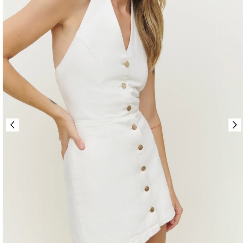 Reformation Palema Halter Denim Mini Dress